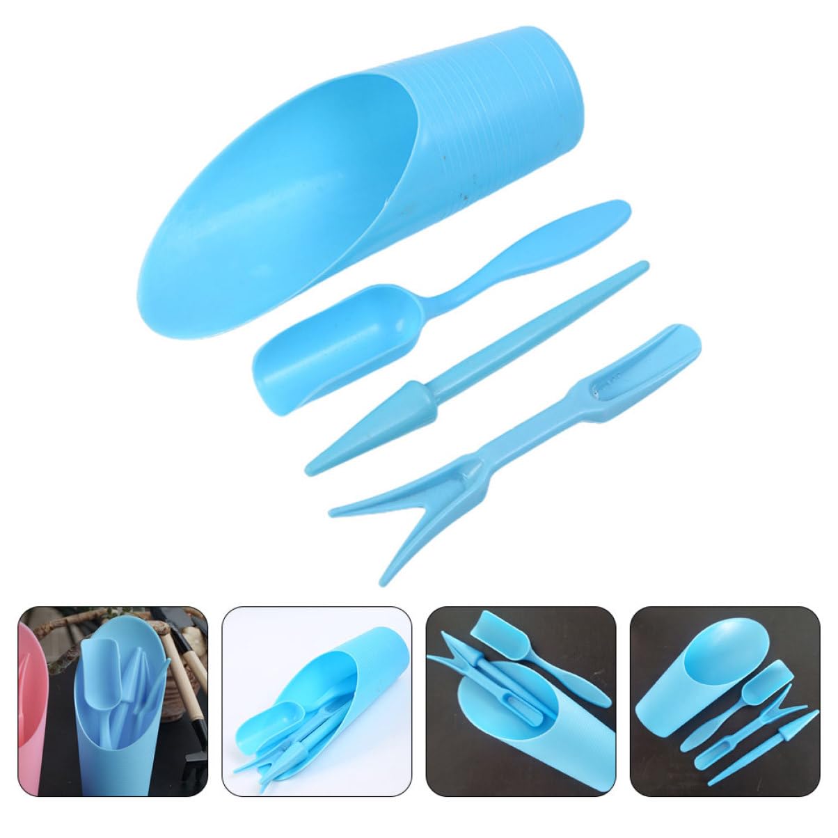 Gardening Tools Shovel - 4 ชิ้น/เซ็ต,พลาสติกทนทานถังพลั่วกระถางการเพาะปลูกกระบอก MeatPlant ดินพลั่วสวนเครื่องมือ MINI Garden