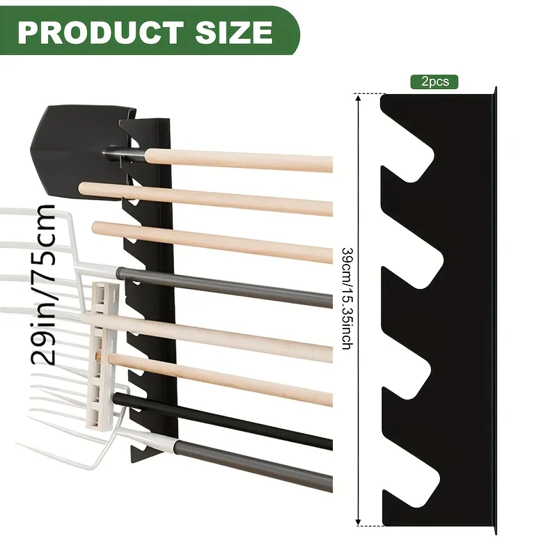 Gardening Tools Shovel - ที่แขวนอุปกรณ์ทำสวนโลหะแบบหนาพิเศษ พร้อมที่เก็บพลั่วและคราด ติดผนัง จัดระเบียบอุปกรณ์ในโรงรถ รุ่น DDPNKL
