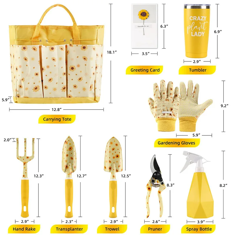 Gardening Tools Set Gift - ชุดเครื่องมือทำสวนที่ทนทาน ชุดของขวัญทำสวนน่ารักสำหรับสุภาพสตรี ชุดเครื่องมือทำสวนพร้อมลายพิมพ์สวยงาม เครื่องมือทำสวนแบบใช้มือ