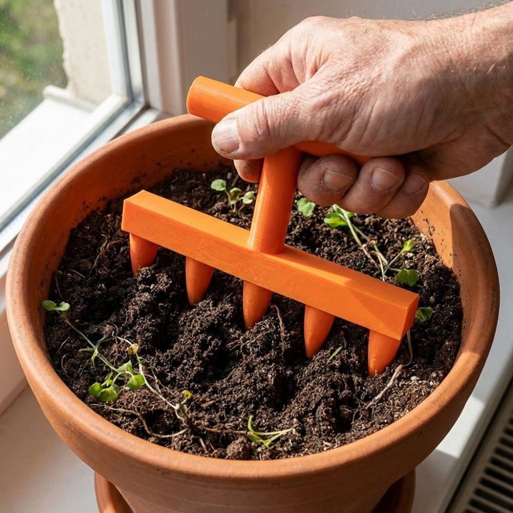 Garden Row Marker - เครื่องมือเจาะดินพลาสติก 5 ง่าม แบบใช้มือ สำหรับหว่านเมล็ด ปลูกต้นไม้