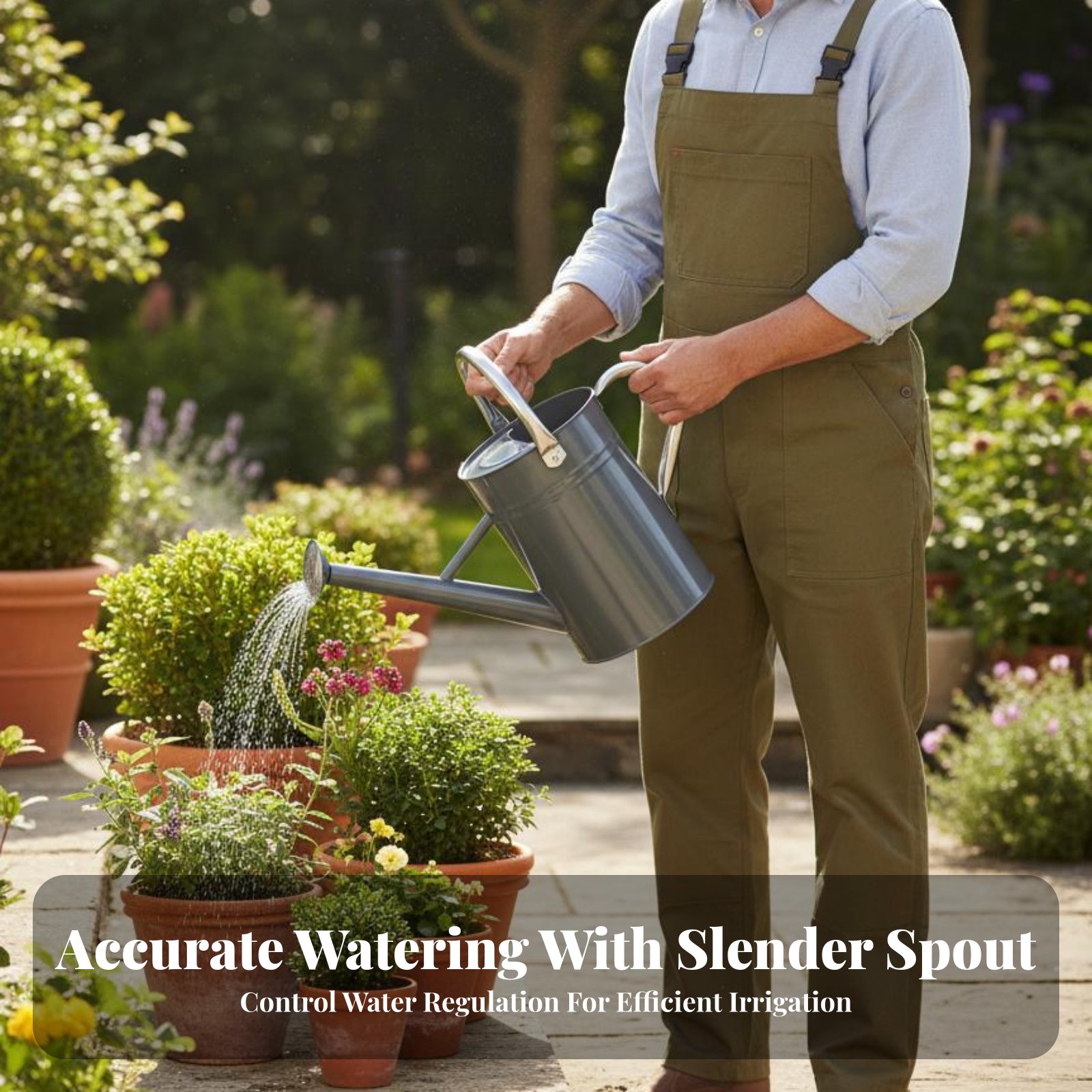 Gardening Tools Watering Can - กระบอกฉีดน้ำรดต้นไม้ 5 ลิตร แบบทนทาน พร้อมหัวฉีดสปริงเกอร์ ออกแบบป้องกันการรั่วซึม