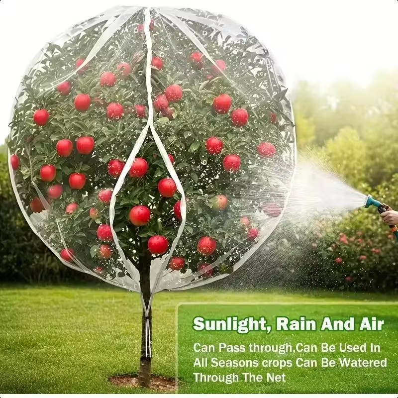 Garden Netting Cover - ตาข่ายป้องกันต้นไม้แบบมีเชือกผูกและซิป ป้องกันนกและแมลง สำหรับพืช ดอกไม้ และผัก