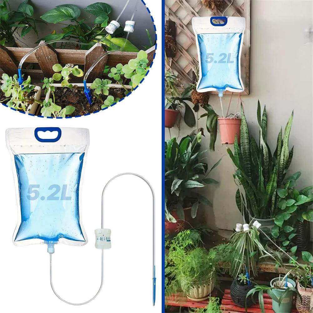 Gardening Tools Watering Can - ระบบรดน้ำหยดอัตโนมัติปรับได้ 5.2 ลิตร พร้อมถังน้ำใส อุปกรณ์รดน้ำสำหรับสวนในบ้าน เครื่องมือรดน้ำต้นไม้