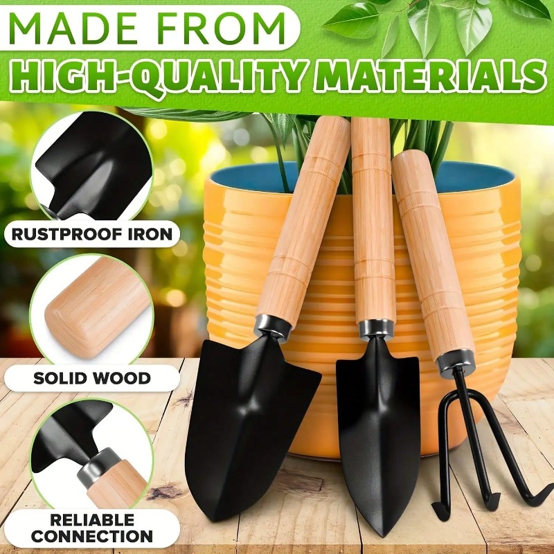 Gardening Tools Shovel - ชุดเครื่องมือทำสวนขนาดเล็ก 3 ชิ้น/1 ชุด ชุดเครื่องมือทำสวนแบบพกพาพร้อมด้ามจับ พลั่ว