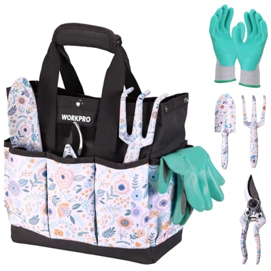 Gardening Tools Set Gift - ชุดเครื่องมือทำสวน 5 ชิ้น, ชุดเครื่องมือทำสวนอะลูมิเนียมสำหรับงานหนักพร้อมกระเป๋า, เครื่องมือทำสวนกลางแจ้ง, ของขวัญสำหรับทำสวน